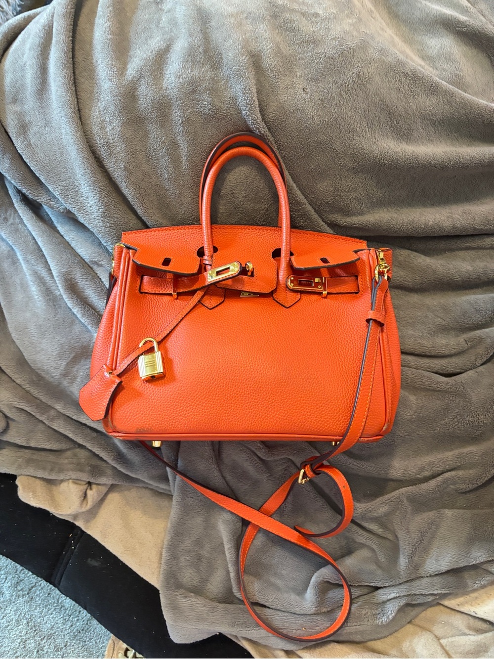 Top handle, crossbody, orange, 25cm, well loved